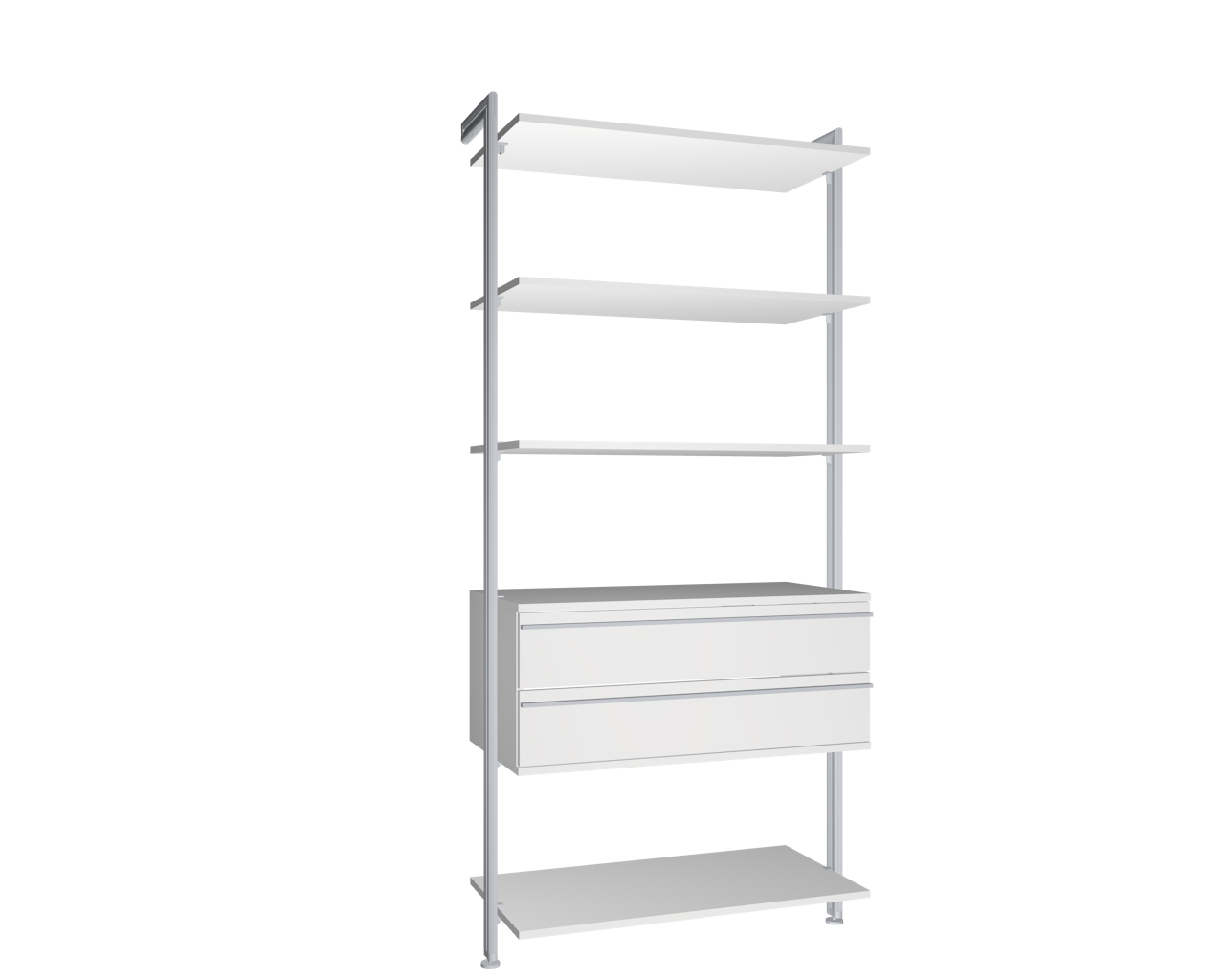 Modul 8 - Regalsystem Boden-Wand-Montage | BxHxT: 107,5 x 229 x 54 cm