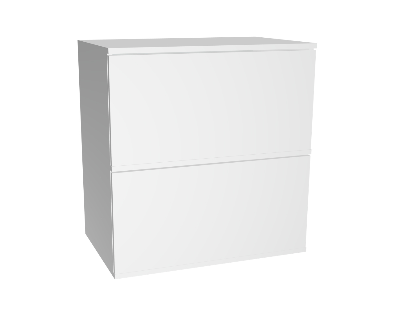 Doppelter Klappenschrank grifflos 2 Klappen | Weiß