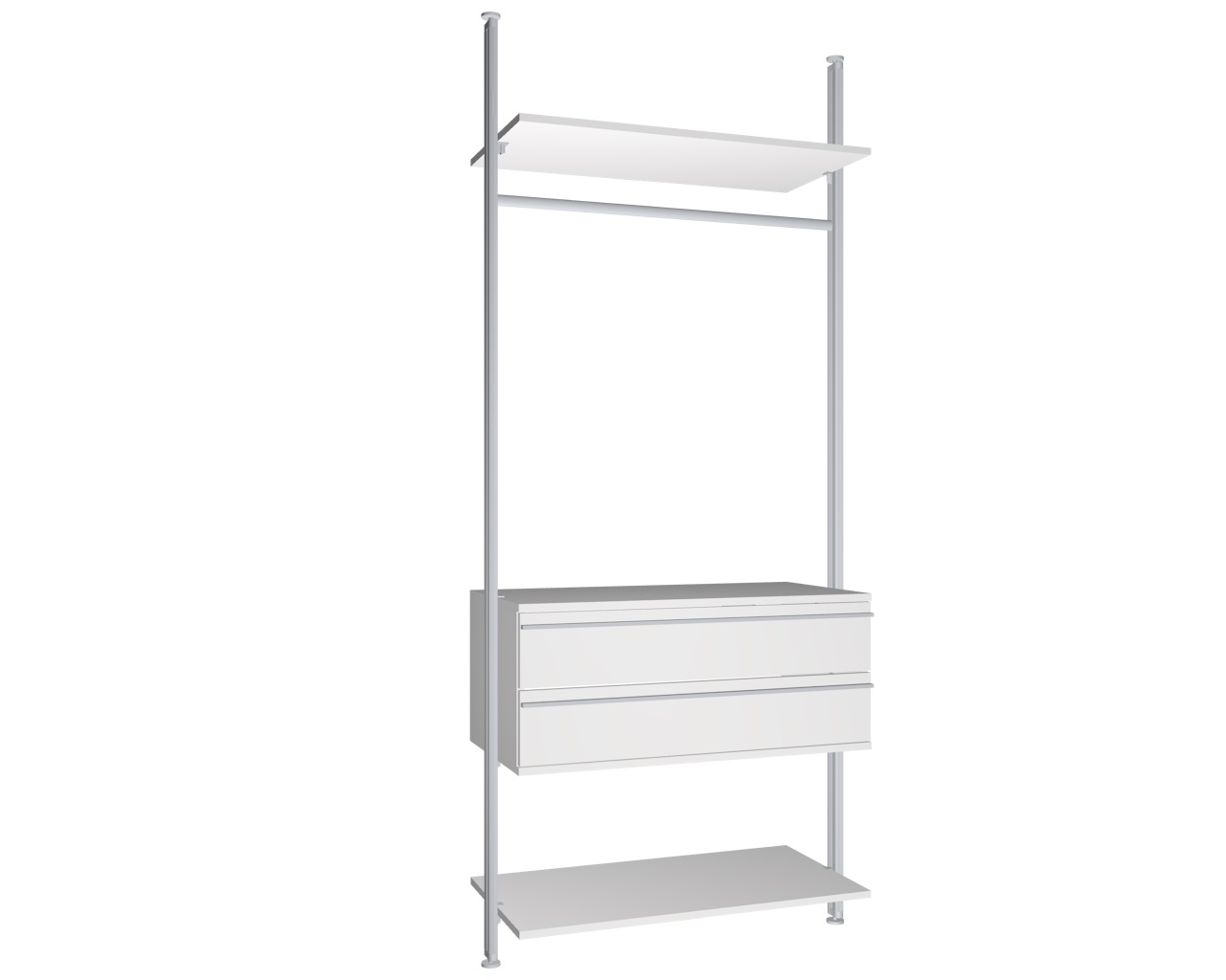 Modul 6 - Regalsystem Boden-Decken-Montage | BxHxT: 107,5 x 295 x 54 cm