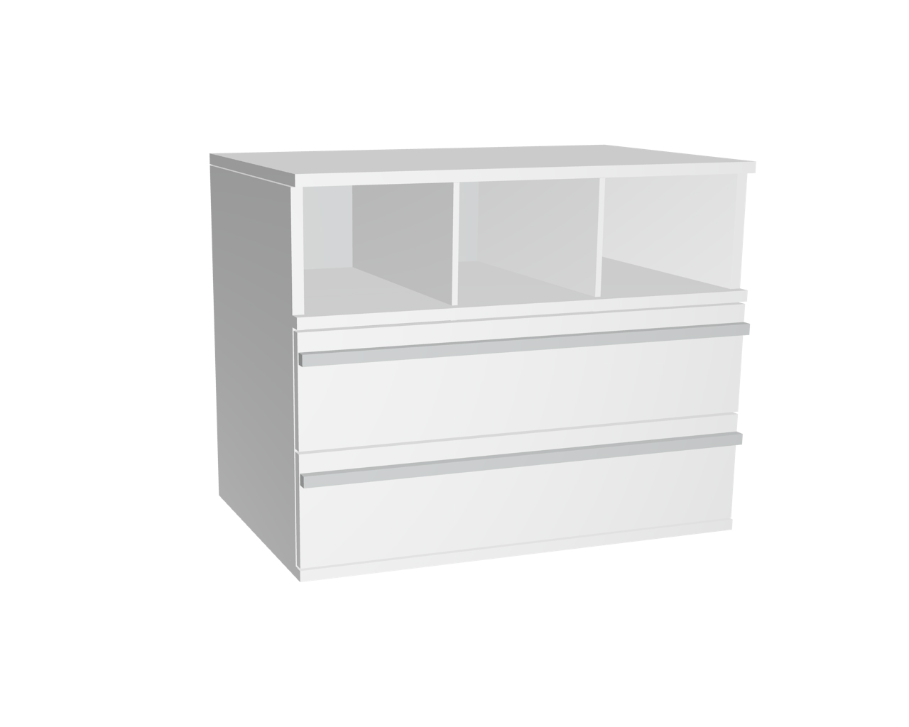 Schrank mit 2-3 Fächern und Schubladen | Weiß