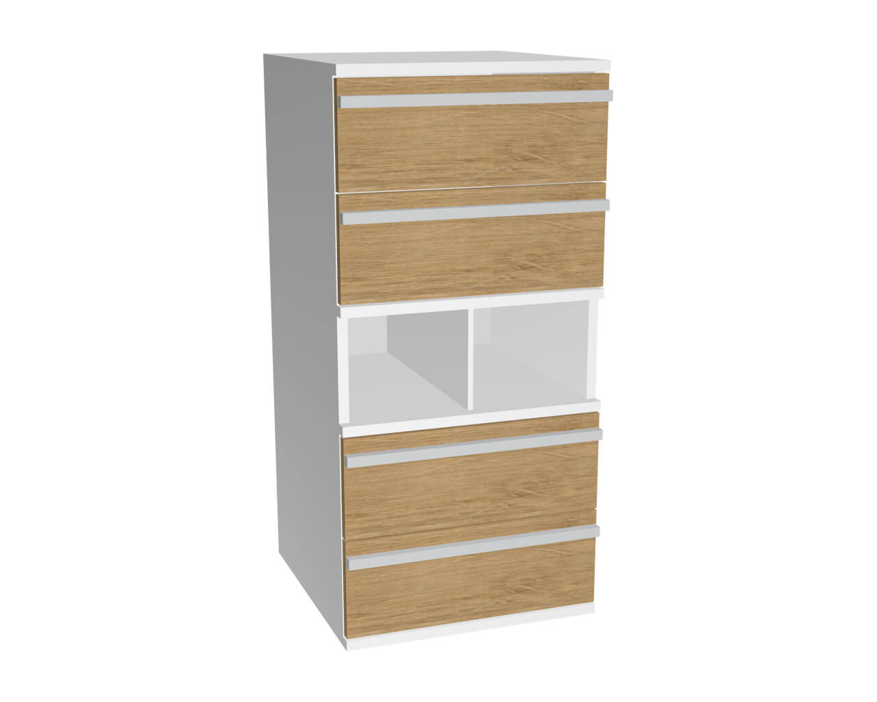 3er Schrankkombination mit 2x2 Schubladen + off. Fach | Wildeiche