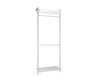 Regalsystem Modul 2 mit 2 Alu-Profilen, 2 Böden und 2 Kleiderstangen zur Montage an der Wand | BxHxT: 87,5 x 229 x 50 cm