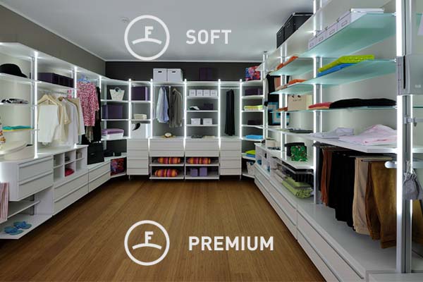 Hier erfahren Sie mehr über die hochwertigen Produktlinien SOFT und PREMIUM von FRANK Schranksysteme.