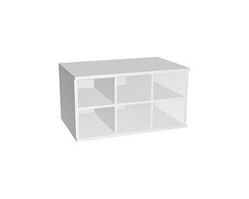 Schrankelement für Trägerprofil in Weiß, Schrankelement Weiß - 6 offene Fächer | 80 cm breit, Höhe 42,6 cm, Tiefe 51,9 cm