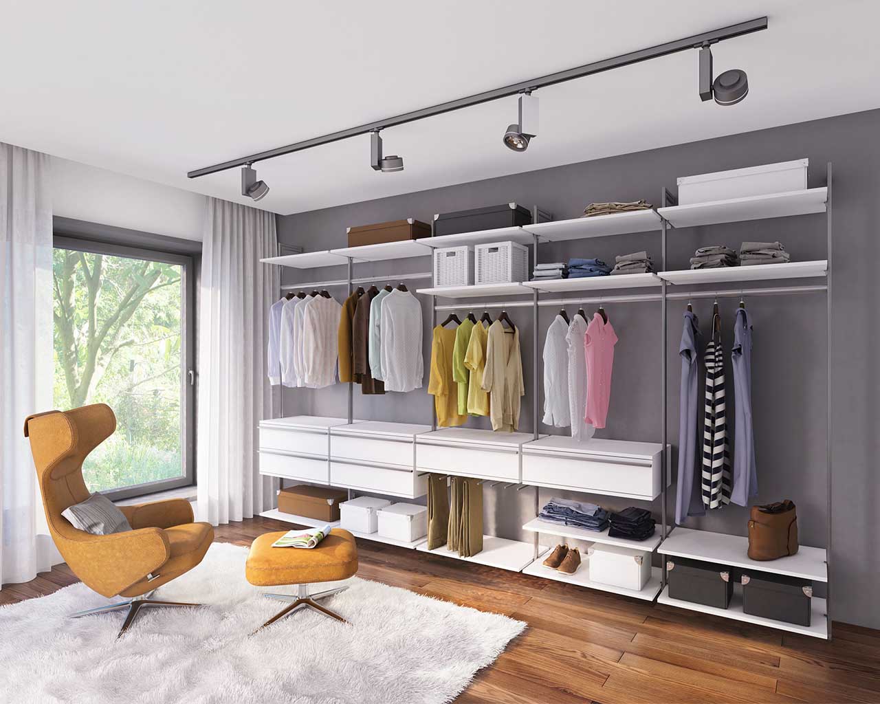 Ankleidezimmer Schranksystem DONNA - optional mit LED