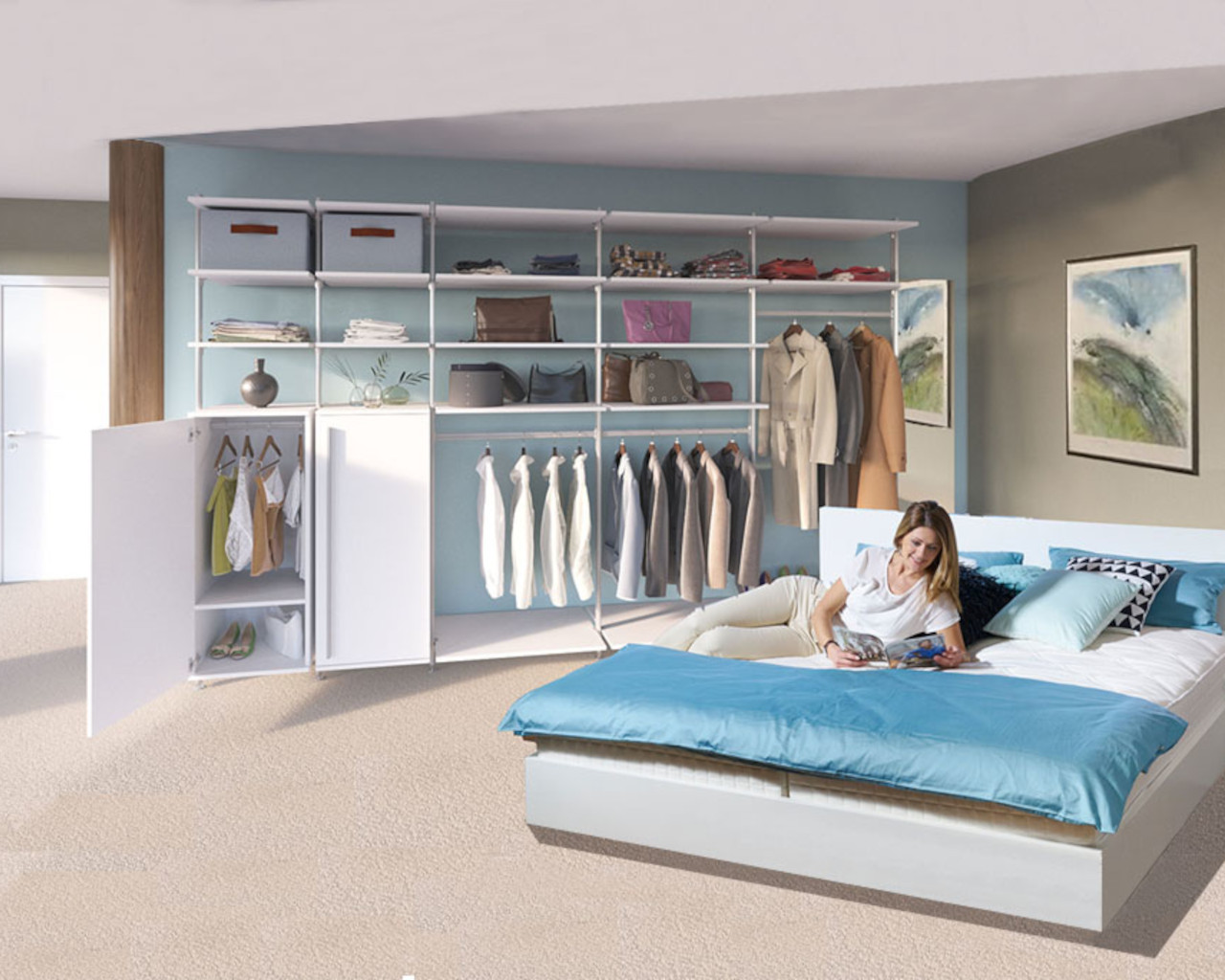 Schlafzimmer: Kleiderschrank PURE inkl. Designbett
