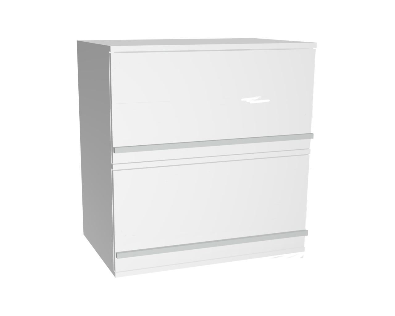 2er Schrankelement mit Klappe Öffnung nach oben | Weiß