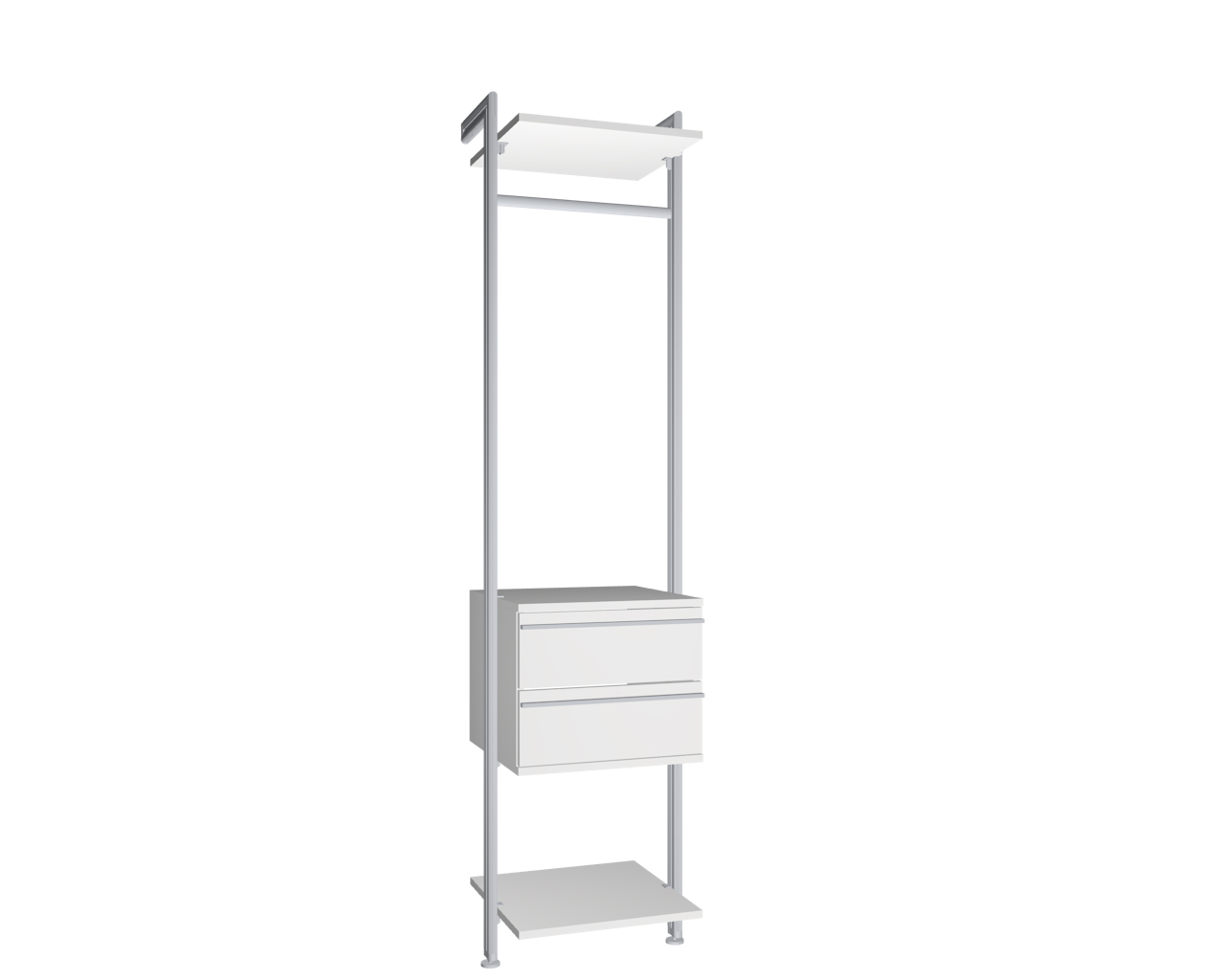 Modul 6 - Regalsystem Boden-Wand-Montage | BxHxT: 57,5 x 229 x 38 cm