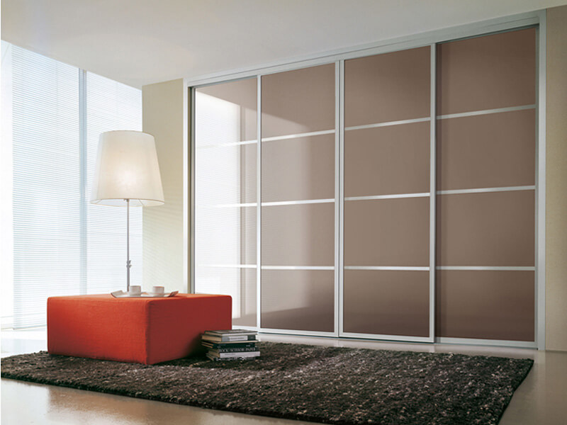 Schiebetür FLY Slim zwischen 2 Wänden, Füllung Glas Cappucino