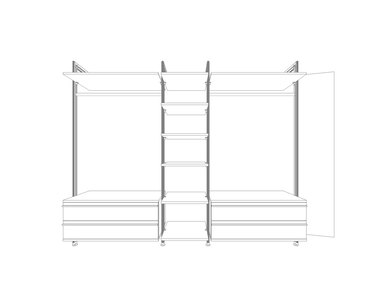 Zeichnung VENETO Schranksystem mit 4 Schubladen & Spiegel – Variante 1