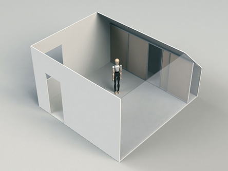 Individuell angepasste Schiebetür unter Dachschräge im Schlafzimmer