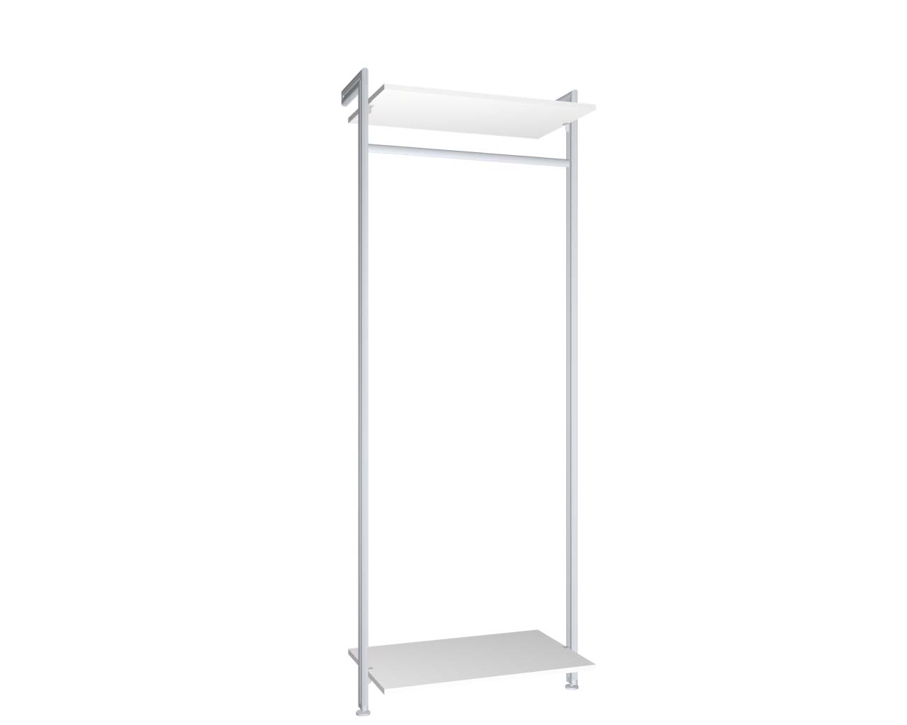 Regalsystem Modul 1 mit 2 Alu-Profilen, 2 Böden und 1 Kleiderstange zur Montage an der Wand | BxHxT: 87,5 x 229 x 50 cm