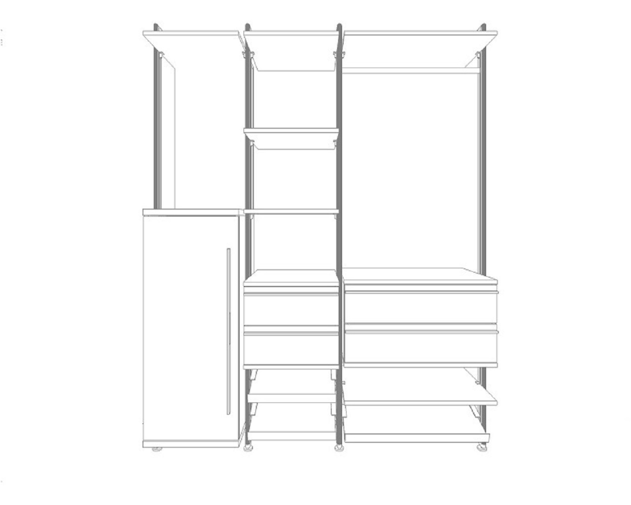 Konstruktionszeichnung Garderobe ANNA für Flur & Diele - FRANK Schranksysteme