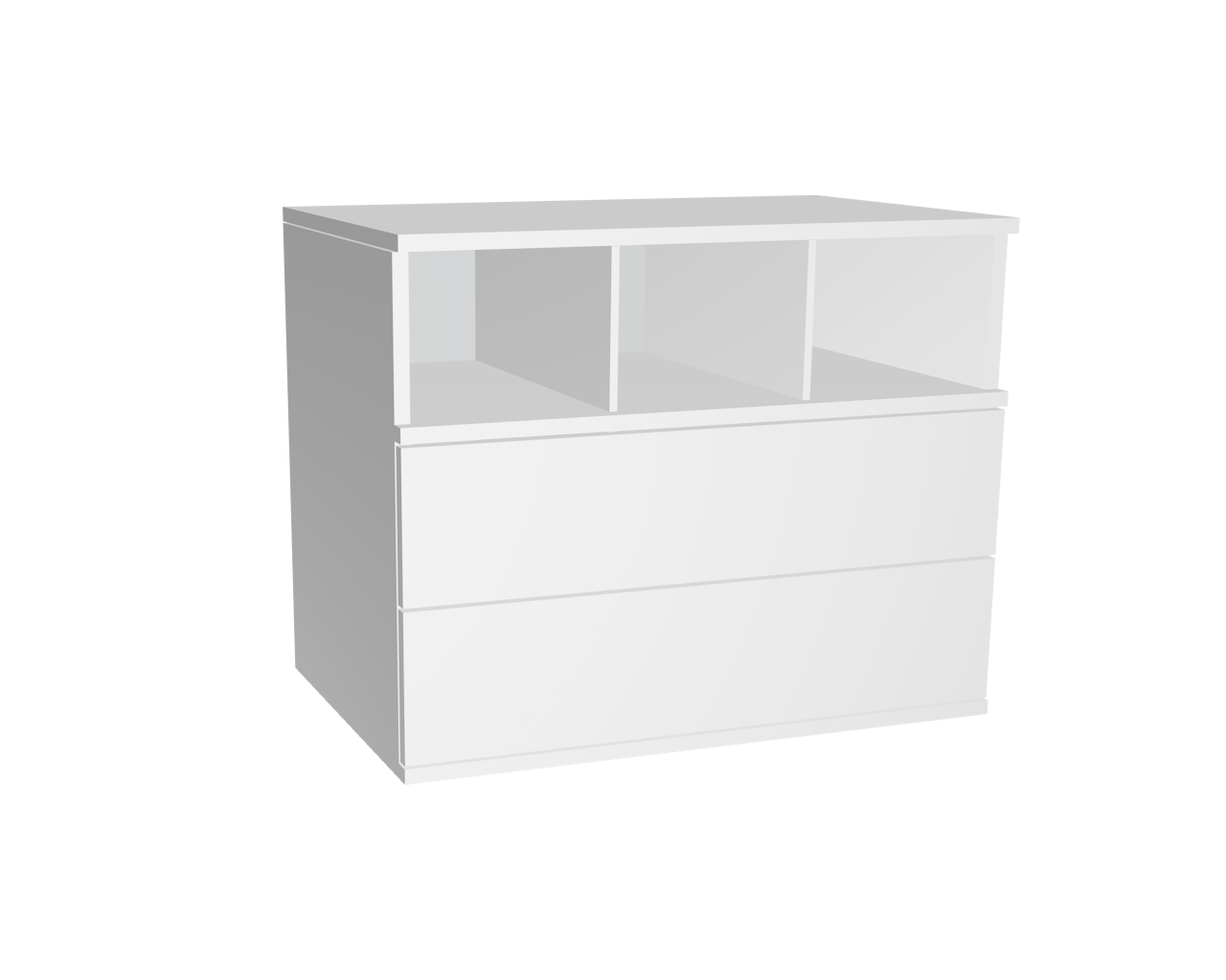 Schrank mit 2-3 Fächern und Schubladen | Weiß