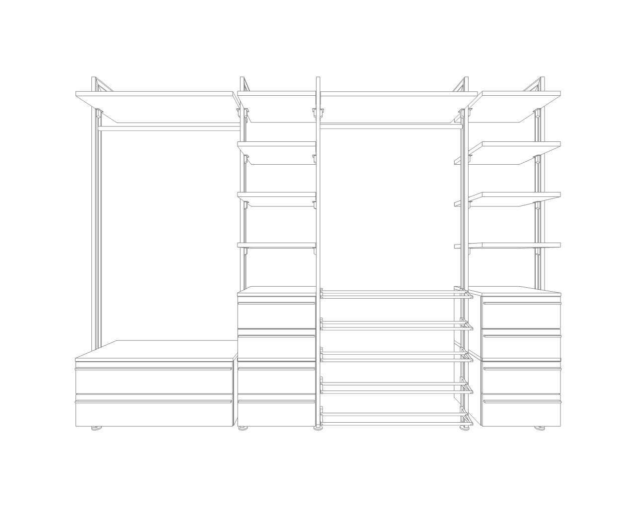 Begehbares Schranksystem ACAPULCO im Ankleidezimmer - Zeichnung