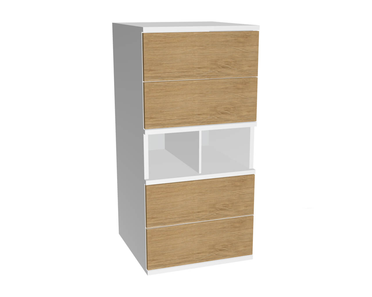 3er Schrankkombination mit 2x2 Schubladen grifflos + off. Fach | Wildeiche