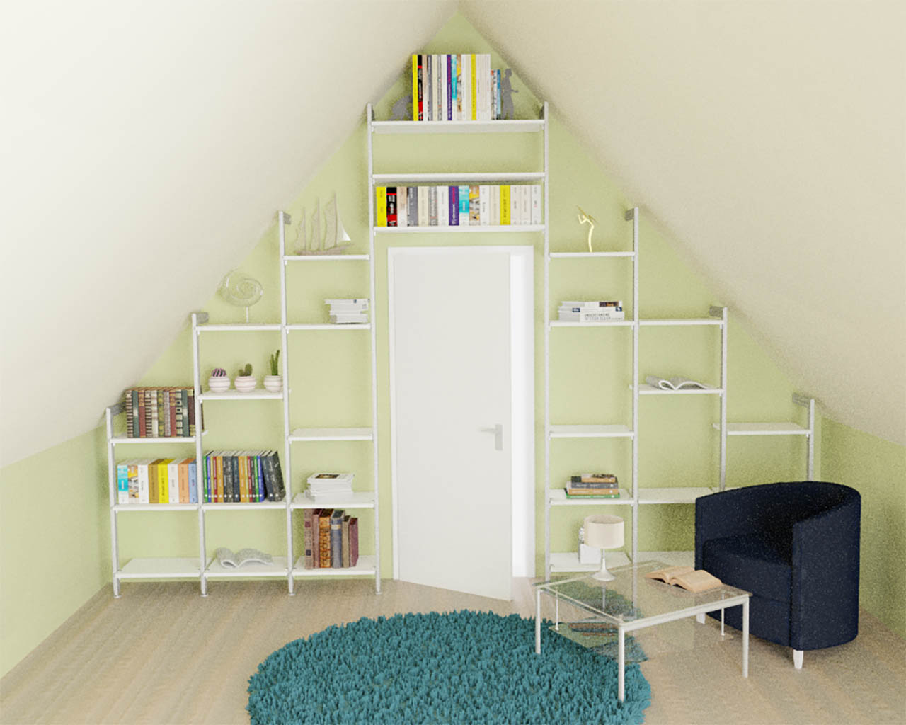 Bücherregal MANHATTAN SOFT - Regalsystem für Dachschrägen und Nischen