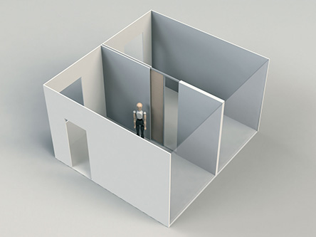 Integrierte Schiebetür DUO in abgehängter Decke