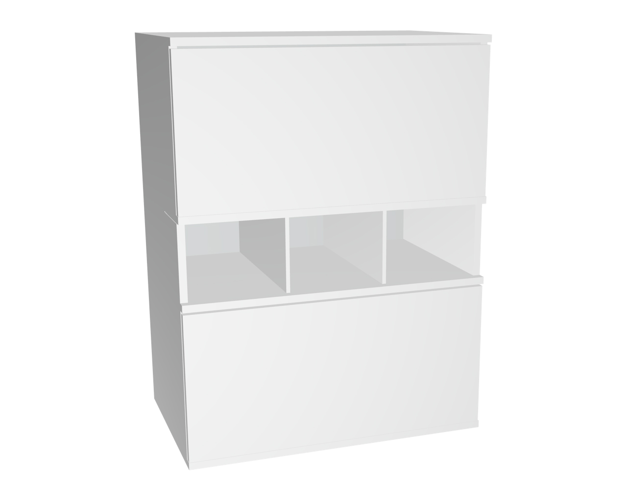 Schrank mit 2-3 Fächern und 4 Schubladen | Weiß