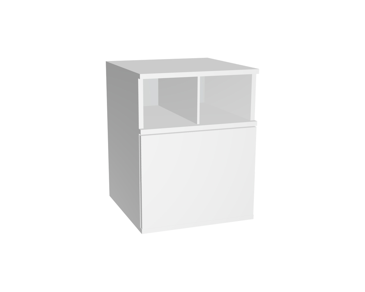 Schrank mit 2-3 Fächern und Tür | Weiß