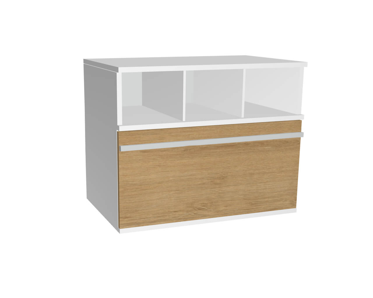 2er Schrankelement mit offenem Fach + Klappe | Wildeiche