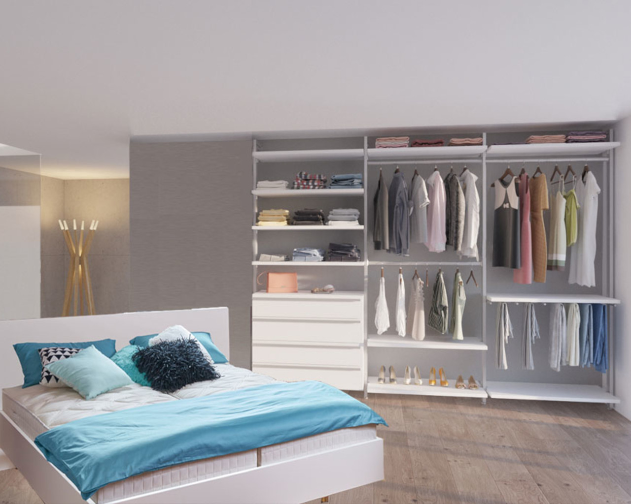 Schlafzimmer: Kleiderschrank AMICA inkl. Designbett 