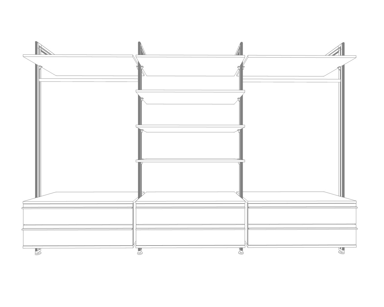 Zeichnung VENETO Schranksystem mit 6 Schubladen – Variante 2