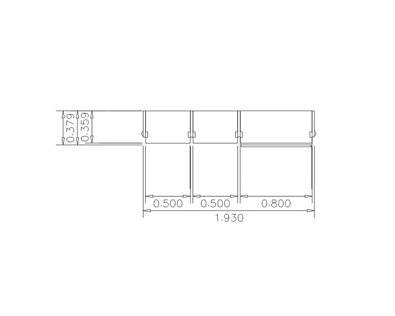 Technische Zeichnung Grundriss Garderobe WIEN SOFT, offenes Schranksystem mit 2 Schubladen für Flur & Diele