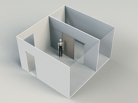 Schiebetür DUO vor einer Wand als Durchgangstür