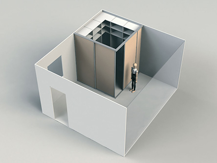 Schiebetür zur Unterteilung von Schlafbereich und Home Office